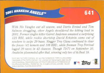 2002 Topps #641 Anaheim Angels Back