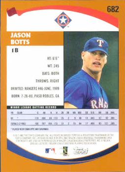 2002 Topps #682 Jason Botts Back