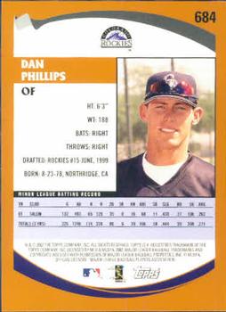 2002 Topps #684 Dan Phillips Back