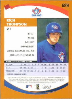 2002 Topps #689 Rich Thompson Back