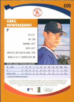 2002 Topps #690 Greg Montalbano Back