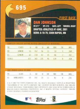 2002 Topps #695 Dan Johnson Back