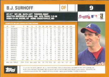 2002 Topps #9 B.J. Surhoff Back