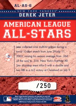 2004 Donruss - All-Stars American League Black #AL-AS-6 Derek Jeter Back