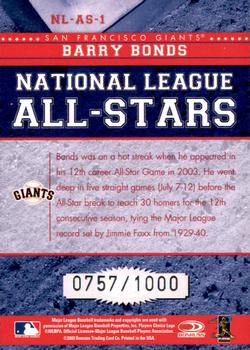 2004 Donruss - All-Stars National League #NL-AS-1 Barry Bonds Back