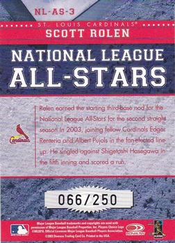 2004 Donruss - All-Stars National League Black #NL-AS-3 Scott Rolen Back