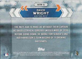 2017 Topps National Baseball Card Day - New York Mets #NYM-5 David Wright Back