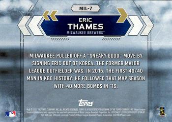 2017 Topps National Baseball Card Day - Milwaukee Brewers #MIL-7 Eric Thames Back