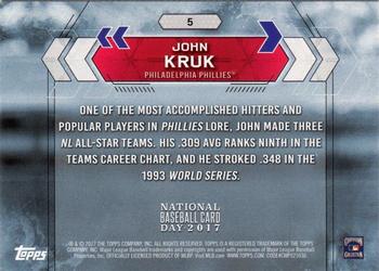 2017 Topps National Baseball Card Day - Philadelphia Phillies #5 John Kruk Back