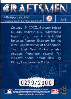2004 Donruss - Craftsmen #C-6 Alfonso Soriano Back