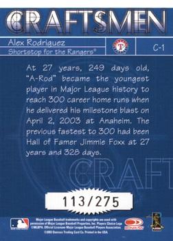 2004 Donruss - Craftsmen Black #C-1 Alex Rodriguez Back