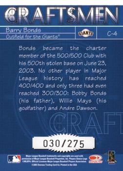 2004 Donruss - Craftsmen Black #C-4 Barry Bonds Back