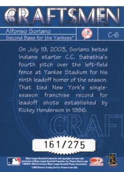2004 Donruss - Craftsmen Black #C-6 Alfonso Soriano Back