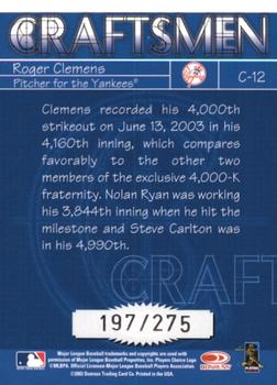 2004 Donruss - Craftsmen Black #C-12 Roger Clemens Back