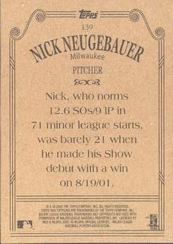 2002 Topps 206 #139 Nick Neugebauer Back
