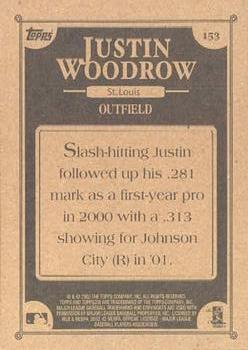 2002 Topps 206 #153 Justin Woodrow Back