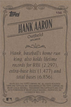 2002 Topps 206 #156 Hank Aaron Back
