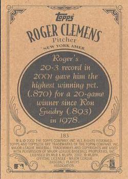 2002 Topps 206 #183 Roger Clemens Back