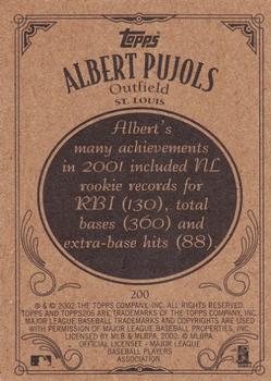 2002 Topps 206 #200 Albert Pujols Back