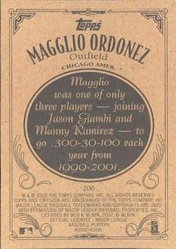 2002 Topps 206 #206 Magglio Ordonez Back
