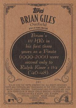 2002 Topps 206 #241 Brian Giles Back