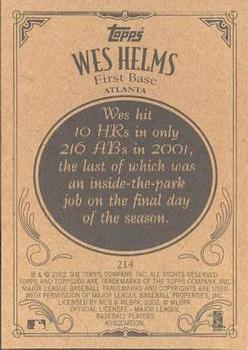 2002 Topps 206 #214 Wes Helms Back