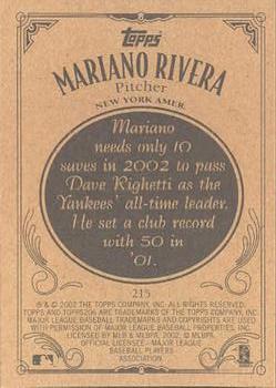 2002 Topps 206 #215 Mariano Rivera Back
