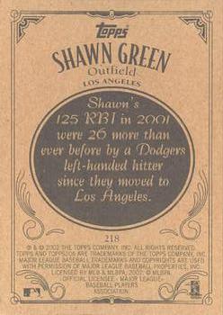 2002 Topps 206 #218 Shawn Green Back