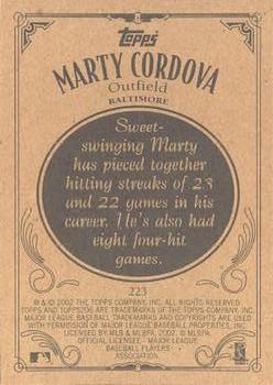 2002 Topps 206 #223 Marty Cordova Back