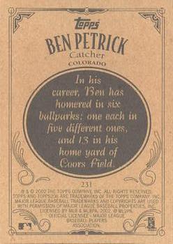 2002 Topps 206 #231 Ben Petrick Back