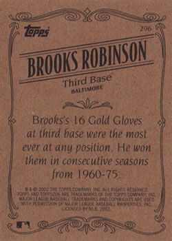 2002 Topps 206 #296 Brooks Robinson Back
