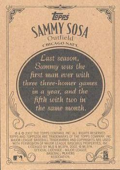 2002 Topps 206 #2 Sammy Sosa Back