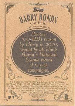 2002 Topps 206 #310 Barry Bonds Back