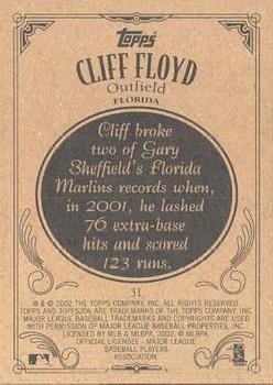 2002 Topps 206 #31 Cliff Floyd Back