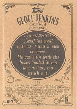 2002 Topps 206 #334 Geoff Jenkins Back