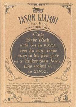 2002 Topps 206 #356 Jason Giambi Back