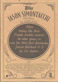 2002 Topps 206 #364 Jason Simontacchi Back