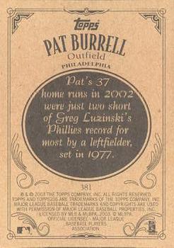 2002 Topps 206 #381 Pat Burrell Back