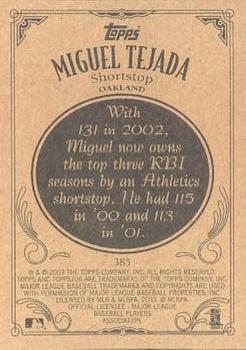 2002 Topps 206 #385 Miguel Tejada Back