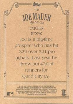 2002 Topps 206 #400 Joe Mauer Back
