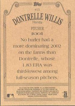 2002 Topps 206 #415 Dontrelle Willis Back