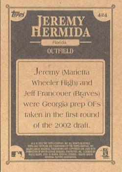 2002 Topps 206 #424 Jeremy Hermida Back