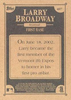 2002 Topps 206 #427 Larry Broadway Back