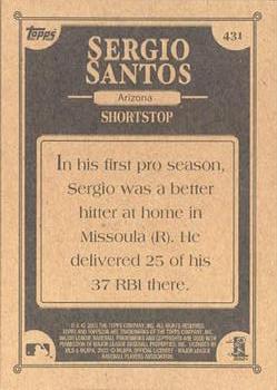 2002 Topps 206 #431 Sergio Santos Back
