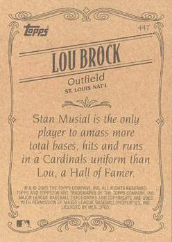2002 Topps 206 #447 Lou Brock Back