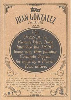 2002 Topps 206 #5 Juan Gonzalez Back