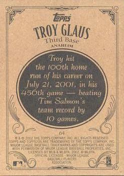 2002 Topps 206 #64 Troy Glaus Back