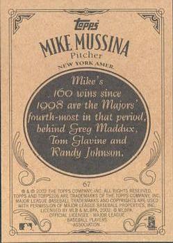 2002 Topps 206 #67 Mike Mussina Back