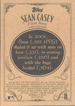 2002 Topps 206 #71 Sean Casey Back