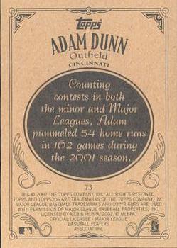 2002 Topps 206 #73 Adam Dunn Back
